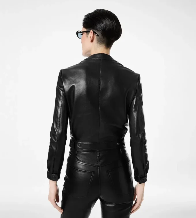 Cardigan-Jacke aus Nappaleder