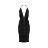 Cocktailkleid mit V-Ausschnitt und drapiertem Wasserfall-Detail vorne in der Mitte Cocktailkleid mit V-Ausschnitt und drapiertem Wasserfall-Detail vorne in der Mitte