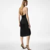 Cocktailkleid mit V-Ausschnitt und drapiertem Wasserfall-Detail vorne in der Mitte Cocktailkleid mit V-Ausschnitt und drapiertem Wasserfall-Detail vorne in der Mitte