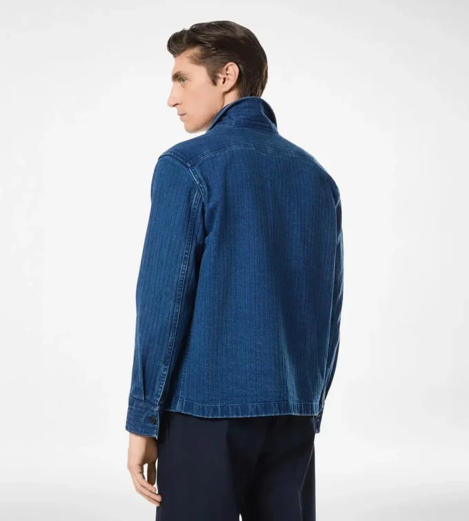 Denim-Overshirt mit Fischgrätenmuster Denim-Overshirt mit Fischgrätenmuster