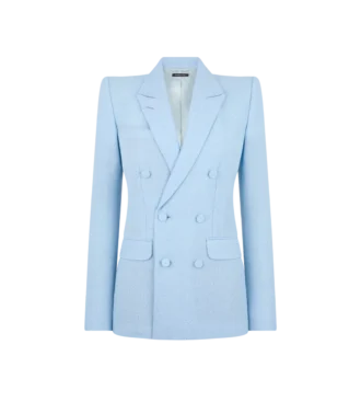 Doppelreihige Jacke aus Wollmischkrepp mit Pailletten