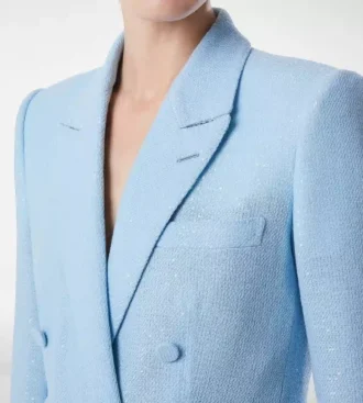 Doppelreihige Jacke aus Wollmischkrepp mit Pailletten