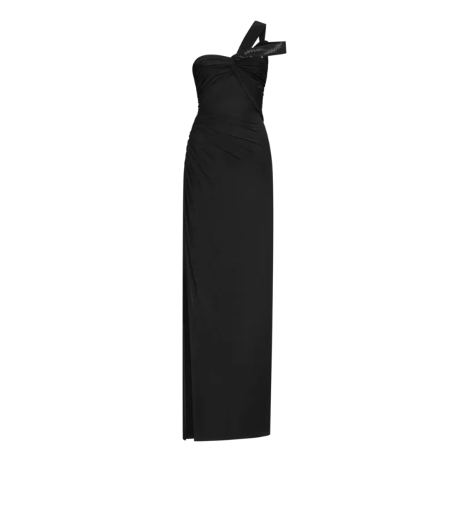 Ein-Schulter-Abendkleid mit gedrehter Vorderseite Ein-Schulter-Abendkleid mit gedrehter Vorderseite