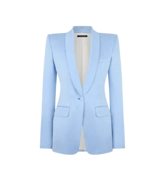 Einreihige Jacke aus Baumwoll-Seidenmischung mit Schalkragen
