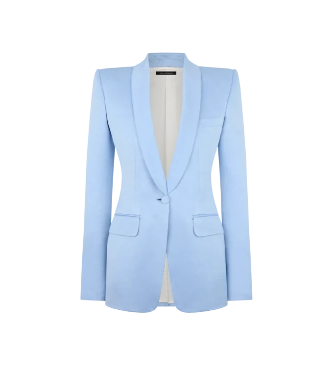 Einreihige Jacke aus Baumwoll-Seidenmischung mit Schalkragen Einreihige Jacke aus Baumwoll-Seidenmischung mit Schalkragen