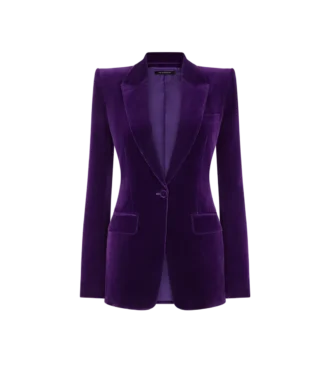 Einreihige Jacke aus Baumwollsamt