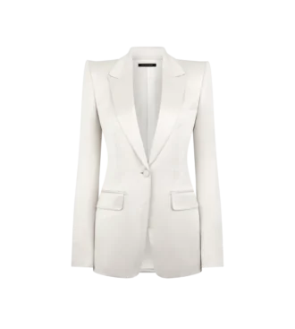 Einreihige Jacke aus gewaschener Baumwoll-Seidenmischung Duchesse