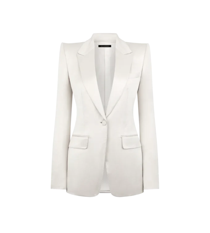 Einreihige Jacke aus gewaschener Baumwoll-Seidenmischung Duchesse Einreihige Jacke aus gewaschener Baumwoll-Seidenmischung Duchesse