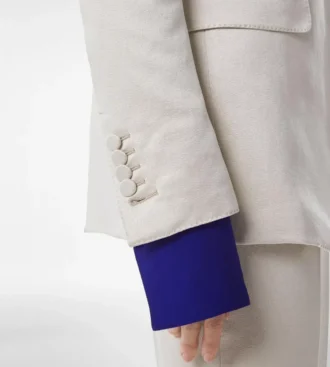 Einreihige Jacke aus gewaschener Baumwoll-Seidenmischung Duchesse