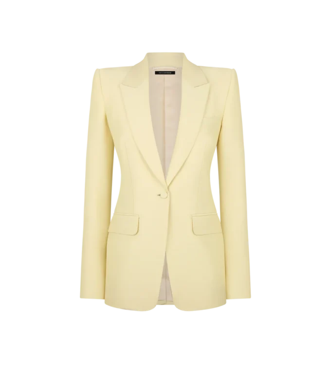 Einreihige Jacke aus Wollseide Radzmir mit Spitzrevers Einreihige Jacke aus Wollseide Radzmir mit Spitzrevers