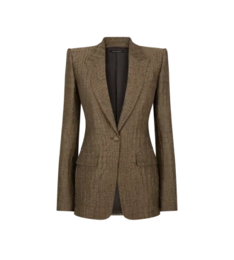 Einreihige Jacke mit Kragen und Krokodil-Jacquard