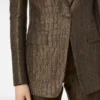 Einreihige Jacke mit Kragen und Krokodil-Jacquard Einreihige Jacke mit Kragen und Krokodil-Jacquard