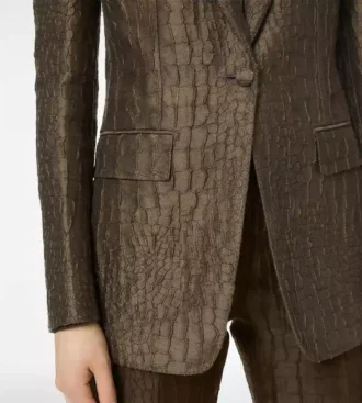 Einreihige Jacke mit Kragen und Krokodil-Jacquard