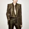 Einreihige Jacke mit Kragen und Krokodil-Jacquard Einreihige Jacke mit Kragen und Krokodil-Jacquard