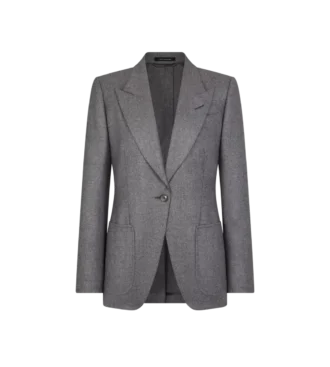 Einreihige Kaschmirjacke mit Spitzkragen