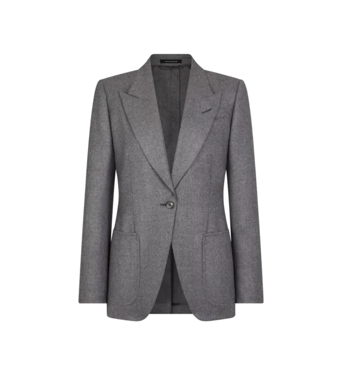 Einreihige Kaschmirjacke mit Spitzkragen