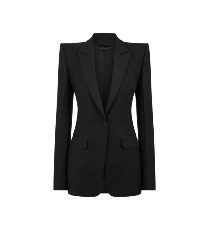 Einreihige Smokingjacke aus Woll-Seiden-Mischung Einreihige Smokingjacke aus Woll-Seiden-Mischung