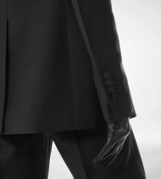 Einreihige Smokingjacke aus Woll-Seiden-Mischung