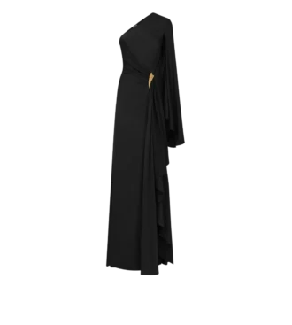 Einseitiges Abendkleid mit Cape und Liza-Hardware-Details