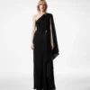 Einseitiges Abendkleid mit Cape und Liza-Hardware-Details Einseitiges Abendkleid mit Cape und Liza-Hardware-Details