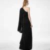 Einseitiges Abendkleid mit Cape und Liza-Hardware-Details Einseitiges Abendkleid mit Cape und Liza-Hardware-Details