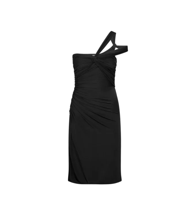 Einseitiges Cocktailkleid mit gedrehter Vorderseite Einseitiges Cocktailkleid mit gedrehter Vorderseite