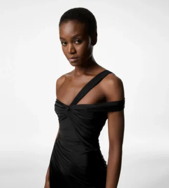 Einseitiges Cocktailkleid mit gedrehter Vorderseite