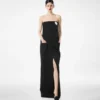Elegantes trägerloses Abendkleid aus Wolle Elegantes trägerloses Abendkleid aus Wolle