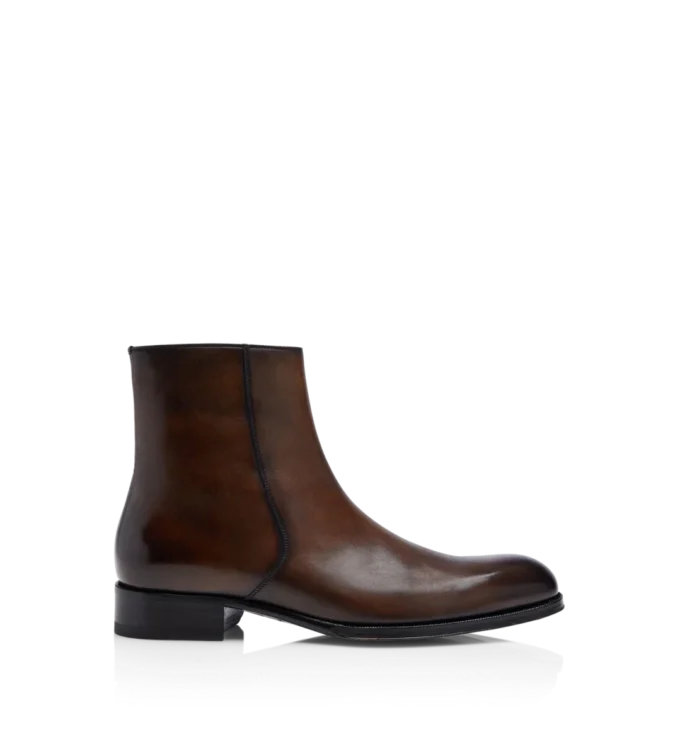 Elkan-Stiefel mit Reißverschluss aus poliertem Leder