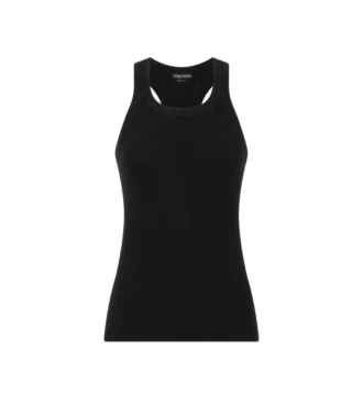 Feine Merino-Rippstrickweste im maskulinen Racerback-Stil
