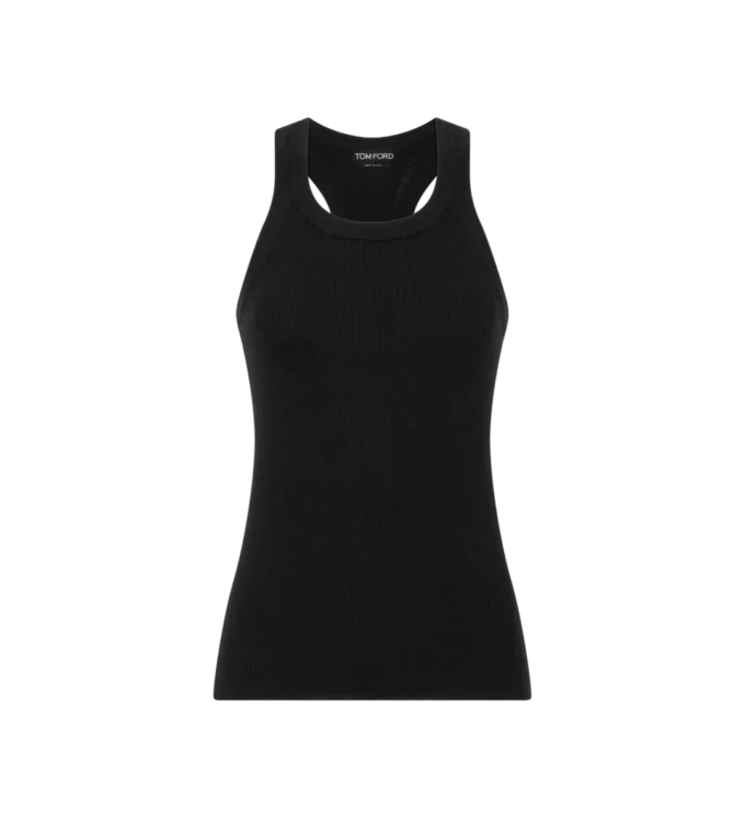 Feine Merino-Rippstrickweste im maskulinen Racerback-Stil