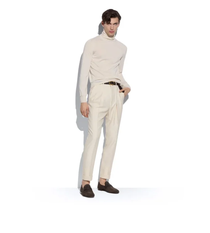 Feinstrick-Rollkragenpullover aus Kaschmir und Seide