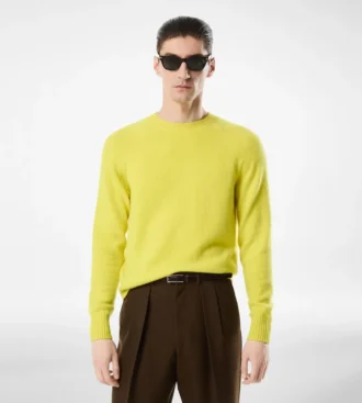 Filz-Kaschmir-Pullover mit Rundhalsausschnitt