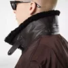 Fliegerjacke mit Nylon-Lammfellkragen Fliegerjacke mit Nylon-Lammfellkragen