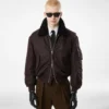 Fliegerjacke mit Nylon-Lammfellkragen Fliegerjacke mit Nylon-Lammfellkragen