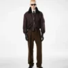 Fliegerjacke mit Nylon-Lammfellkragen Fliegerjacke mit Nylon-Lammfellkragen