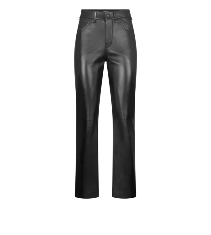 Fünf-Taschen-Hose aus Nappaleder mit geprägtem Tf-Logo Fünf-Taschen-Hose aus Nappaleder mit geprägtem Tf-Logo
