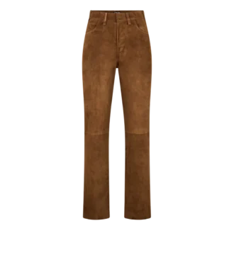 Fünf-Taschen-Hose aus vollnarbigem Lammwildleder mit geprägtem Tf-Logo