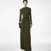 Full Needle Fine Cashmere Silk Crewneck Column Dress Full Needle Fine Cashmere Silk Crewneck Column Dress