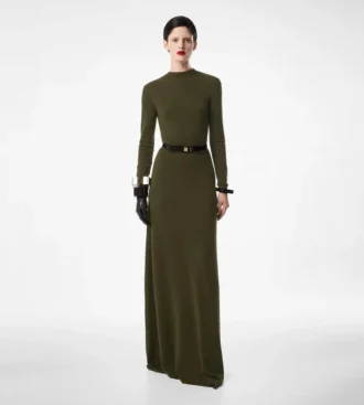 Full Needle Fine Cashmere Silk Crewneck Column Dress