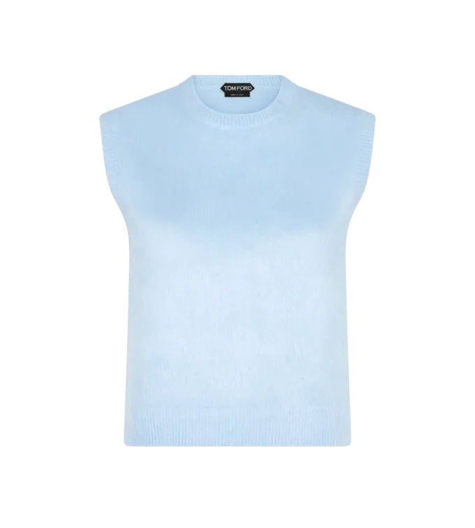 Gebürstetes Seidenjersey-Tanktop mit Rundhalsausschnitt Gebürstetes Seidenjersey-Tanktop mit Rundhalsausschnitt