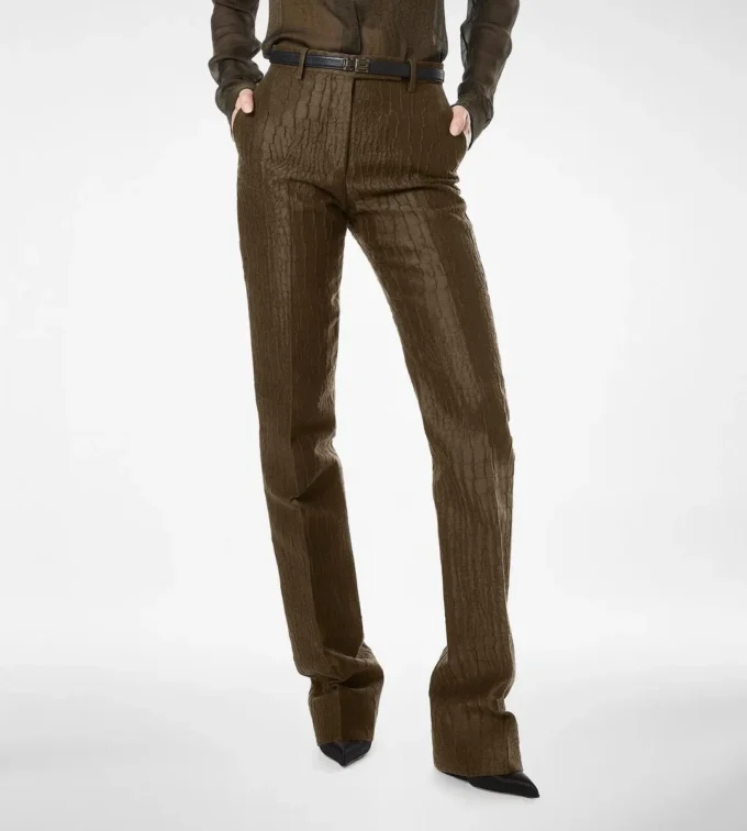 Gerade geschnittene Hose aus Krokodil-Jacquard Gerade geschnittene Hose aus Krokodil-Jacquard