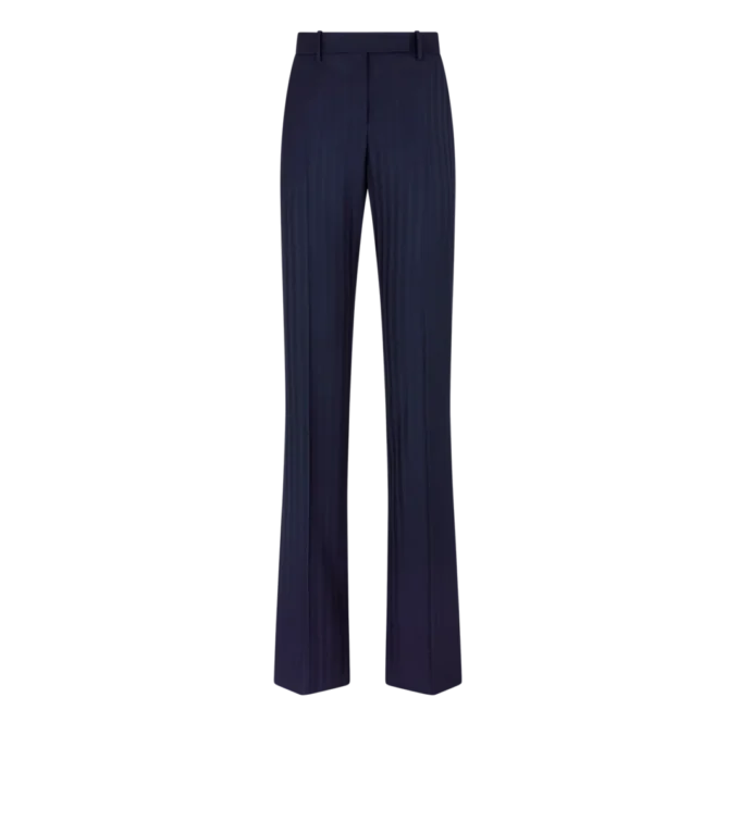 Gerade geschnittene Hose aus reiner Wolle mit farblich abgestimmten Streifen Gerade geschnittene Hose aus reiner Wolle mit farblich abgestimmten Streifen