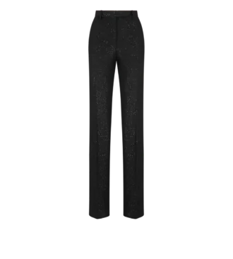 Gerade geschnittene Hose aus Wollmischkrepp mit Pailletten