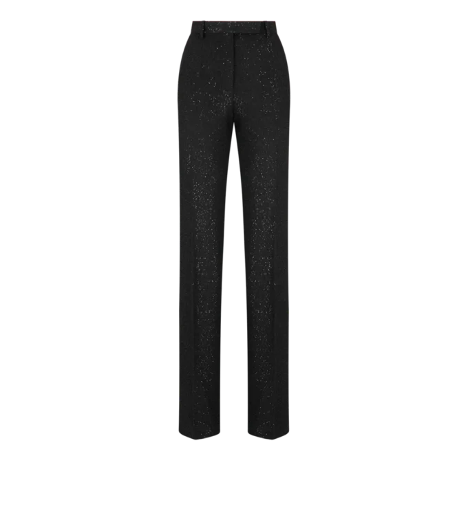 Gerade geschnittene Hose aus Wollmischkrepp mit Pailletten Gerade geschnittene Hose aus Wollmischkrepp mit Pailletten