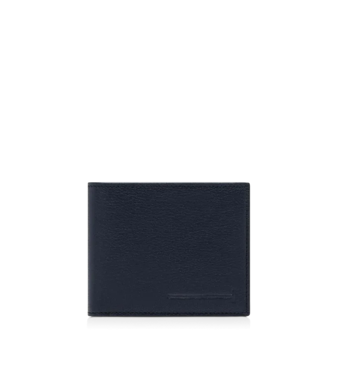 Geschmeidige, längliche T-Linie-Bifold-Brieftasche aus genarbtem Leder