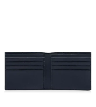 Geschmeidige, längliche T-Linie-Bifold-Brieftasche aus genarbtem Leder