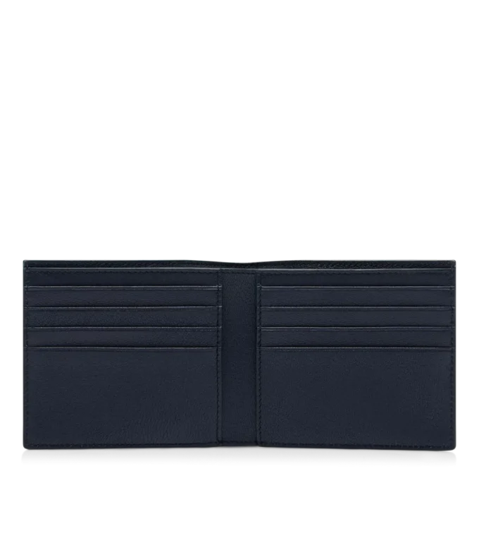 Geschmeidige, längliche T-Linie-Bifold-Brieftasche aus genarbtem Leder