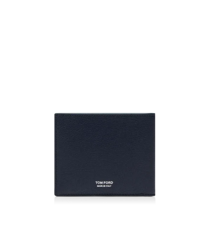 Geschmeidige, längliche T-Linie-Bifold-Brieftasche aus genarbtem Leder