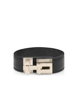 Geschmeidiges T-Verschluss-Armband aus genarbtem Leder